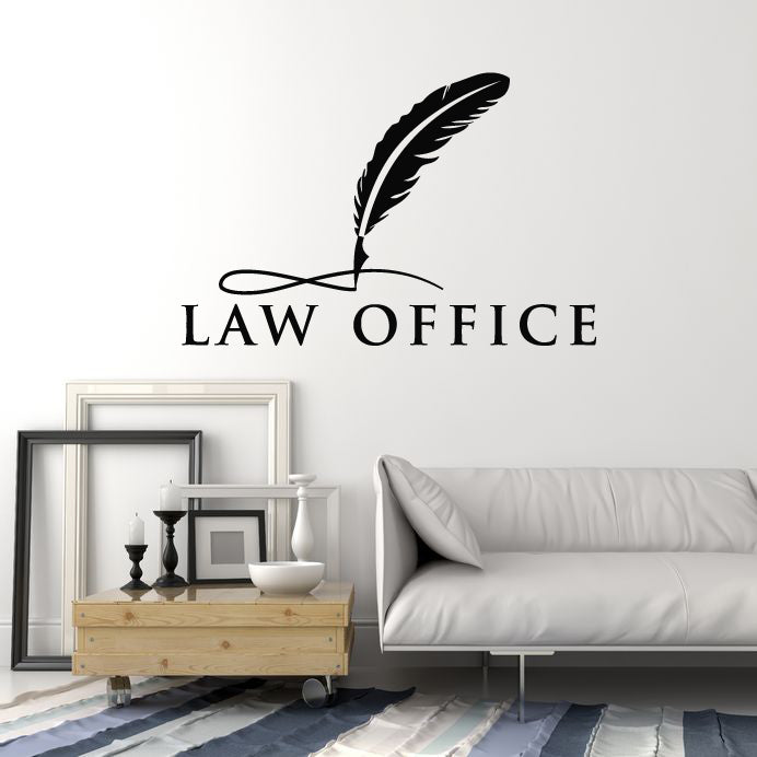 Vinyl Wall Decal Words Law Office Feather Legislation Juridical Service Center Stickers Mural (g2073)
