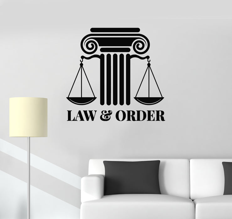 Vinyl Wall Decal Scales Of Justice Law Firm Courtroom Lawyer Stickers Mural (g2023)
