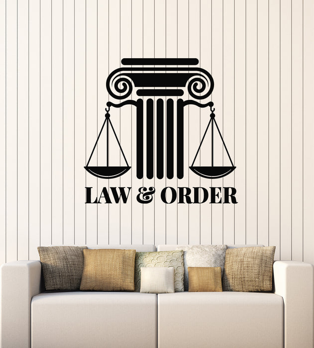 Vinyl Wall Decal Scales Of Justice Law Firm Courtroom Lawyer Stickers Mural (g2023)