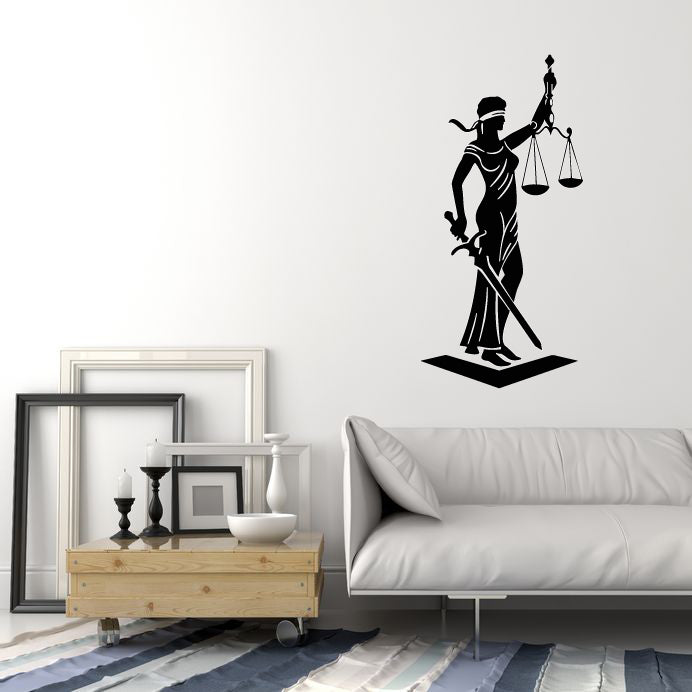 Vinyl Wall Decal Legislation law Firm Office Court Goddess Justice Scales Art Stickers Mural (g1544)