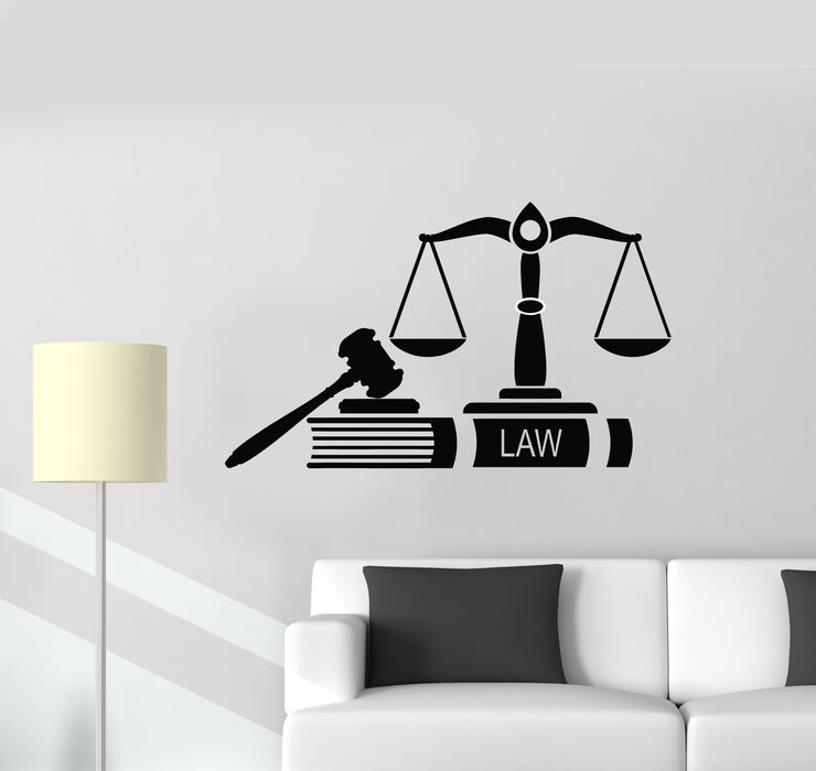 Vinyl Wall Decal Justice Law Firm Court Stickers Decoration Mural (g782)