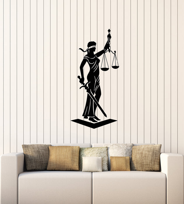 Vinyl Wall Decal Legislation law Firm Office Court Goddess Justice Scales Art Stickers Mural (g1544)