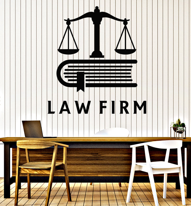 Vinyl Wall Decal Law Firm Justice Book Scales of Themis Decor Stickers Mural (g7098)