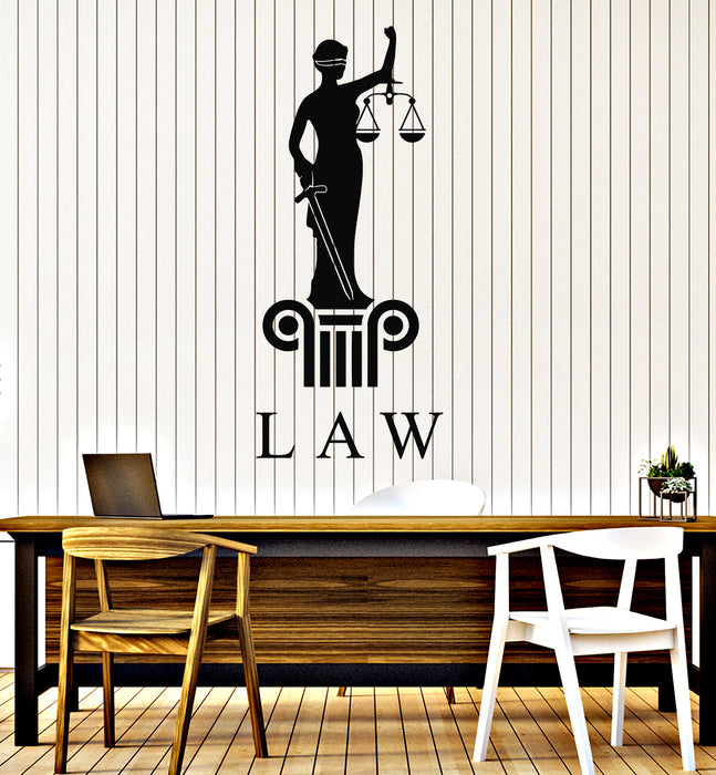 Vinyl Wall Decal Themis Justice Law Firm Court Judge Office Stickers Mural (g6600)