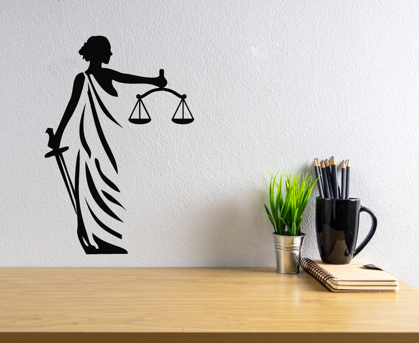 Vinyl Wall Decal Justice Themis Court Of Justice Law Office Firm Stickers Mural (g7784)