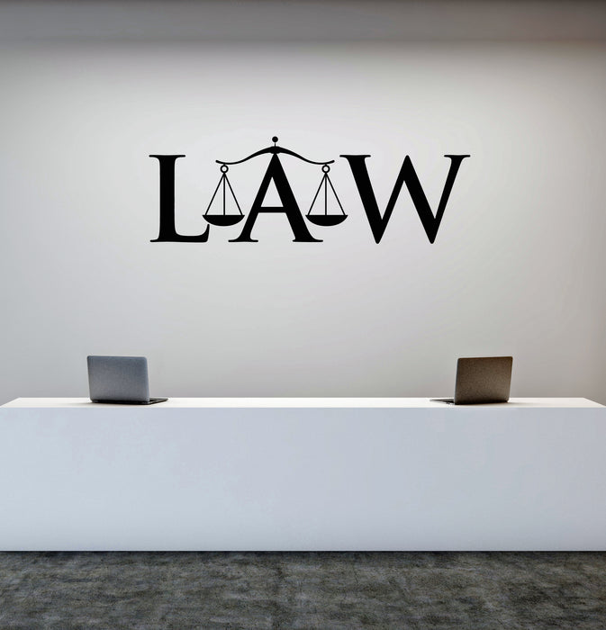 Law Wall Vinyl Decal Lettering Order Advocate Scales Stickers Mural (k247)