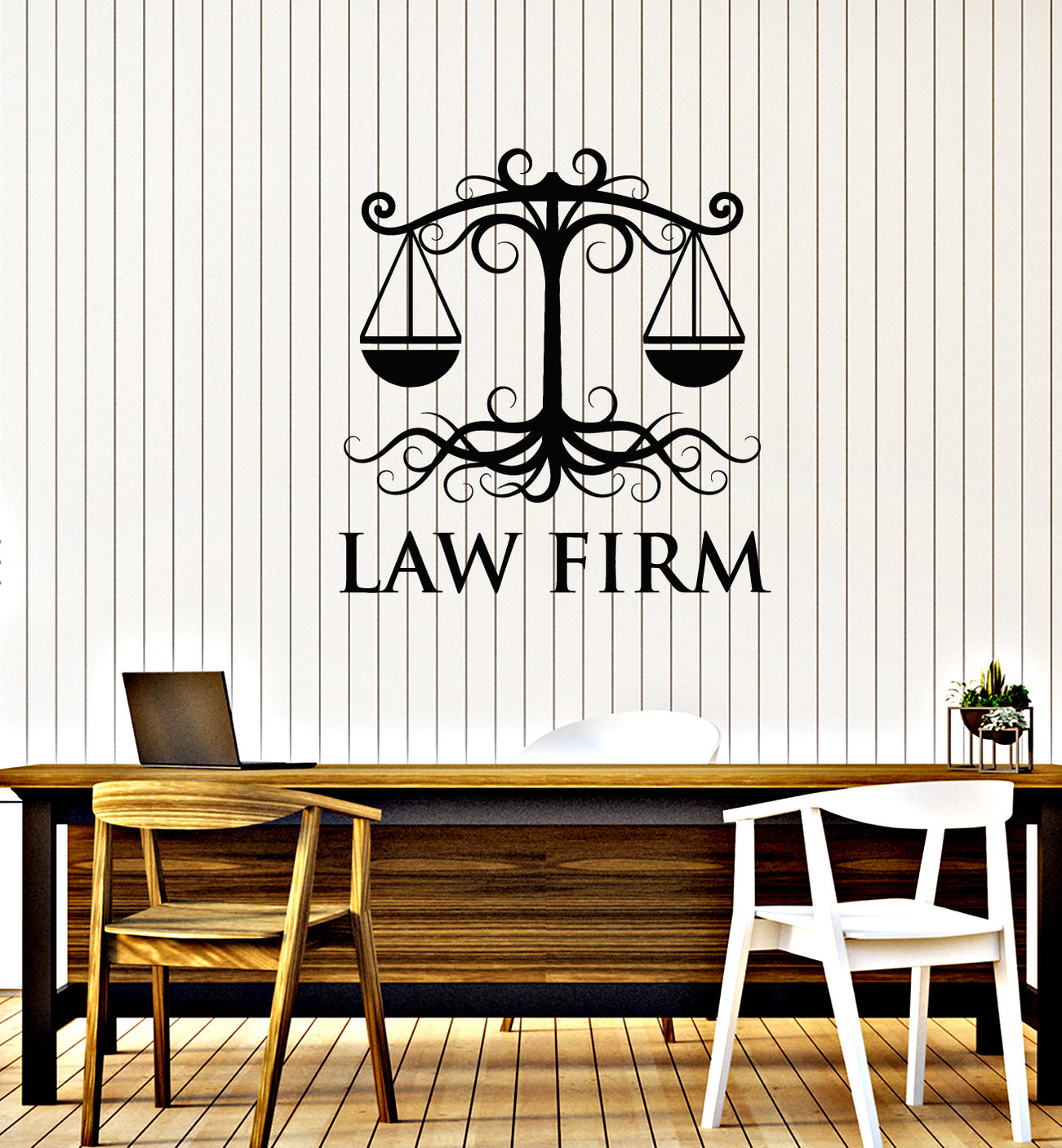 Vinyl Wall Decal Law Firm Scales of Justice Office Decor Judge Sticker ...