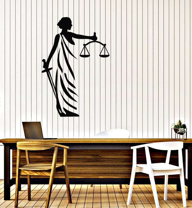 Vinyl Wall Decal Justice Themis Court Of Justice Law Office Firm Stickers Mural (g7784)