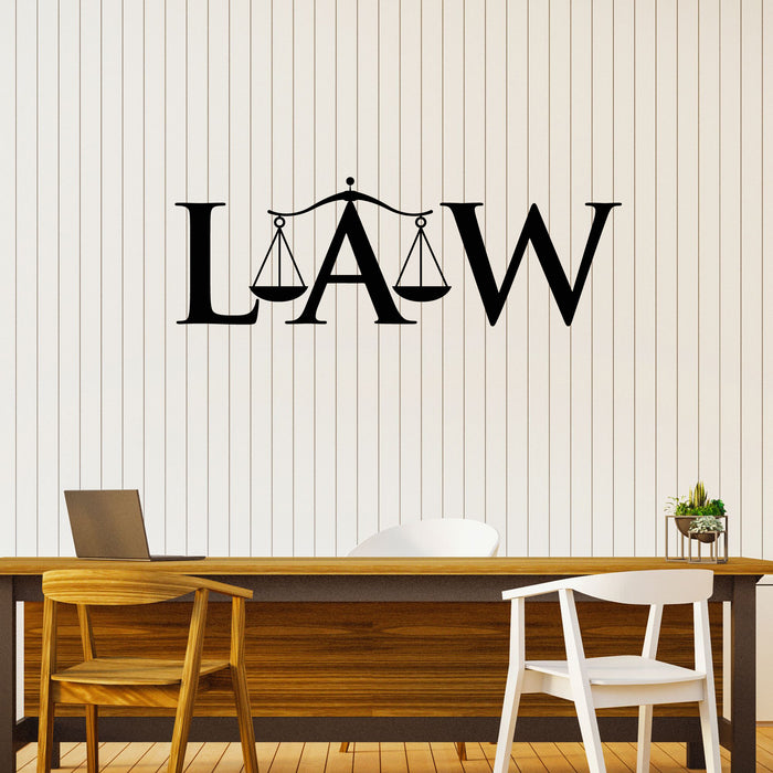Law Wall Vinyl Decal Lettering Order Advocate Scales Stickers Mural (k247)