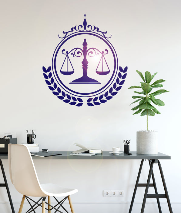 Vinyl Wall Decal Lawyer Firm Law Justice Judge Court Scales Art Stickers Mural (ig5589)