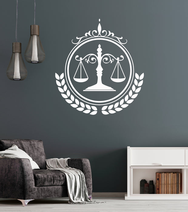 Vinyl Wall Decal Lawyer Firm Law Justice Judge Court Scales Art Stickers Mural (ig5589)