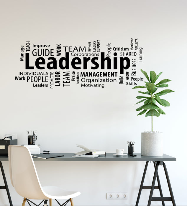 Vinyl Wall Decal Leadership Business Motivational Words Cloud Office Team Work Stickers Mural (ig6225)