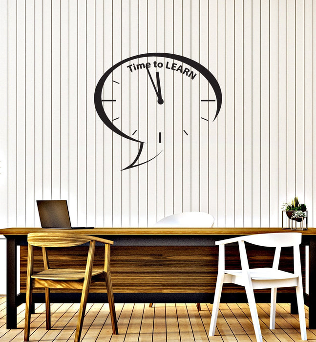 Vinyl Wall Decal Time to Learn Classroom Quote School Clock Interior Stickers Mural (ig5772)