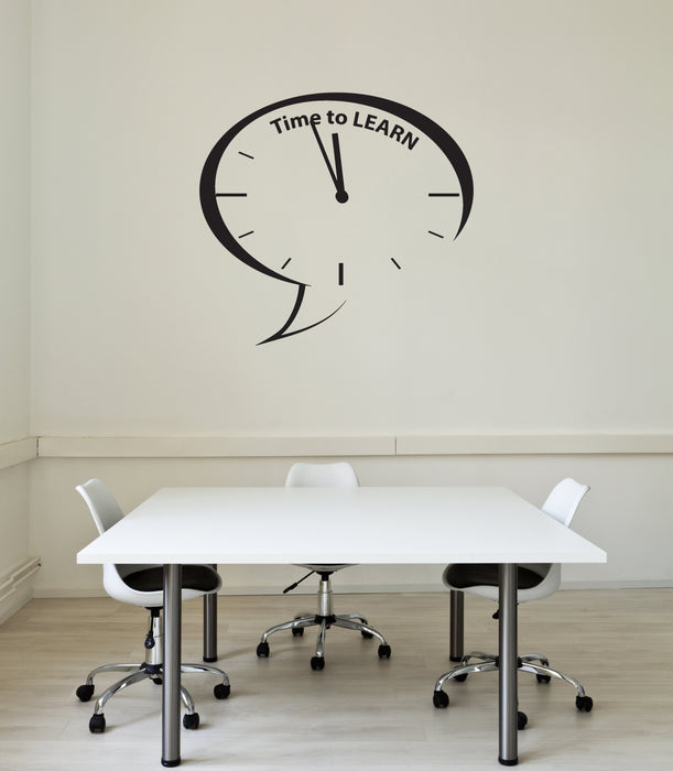 Vinyl Wall Decal Time to Learn Classroom Quote School Clock Interior Stickers Mural (ig5772)