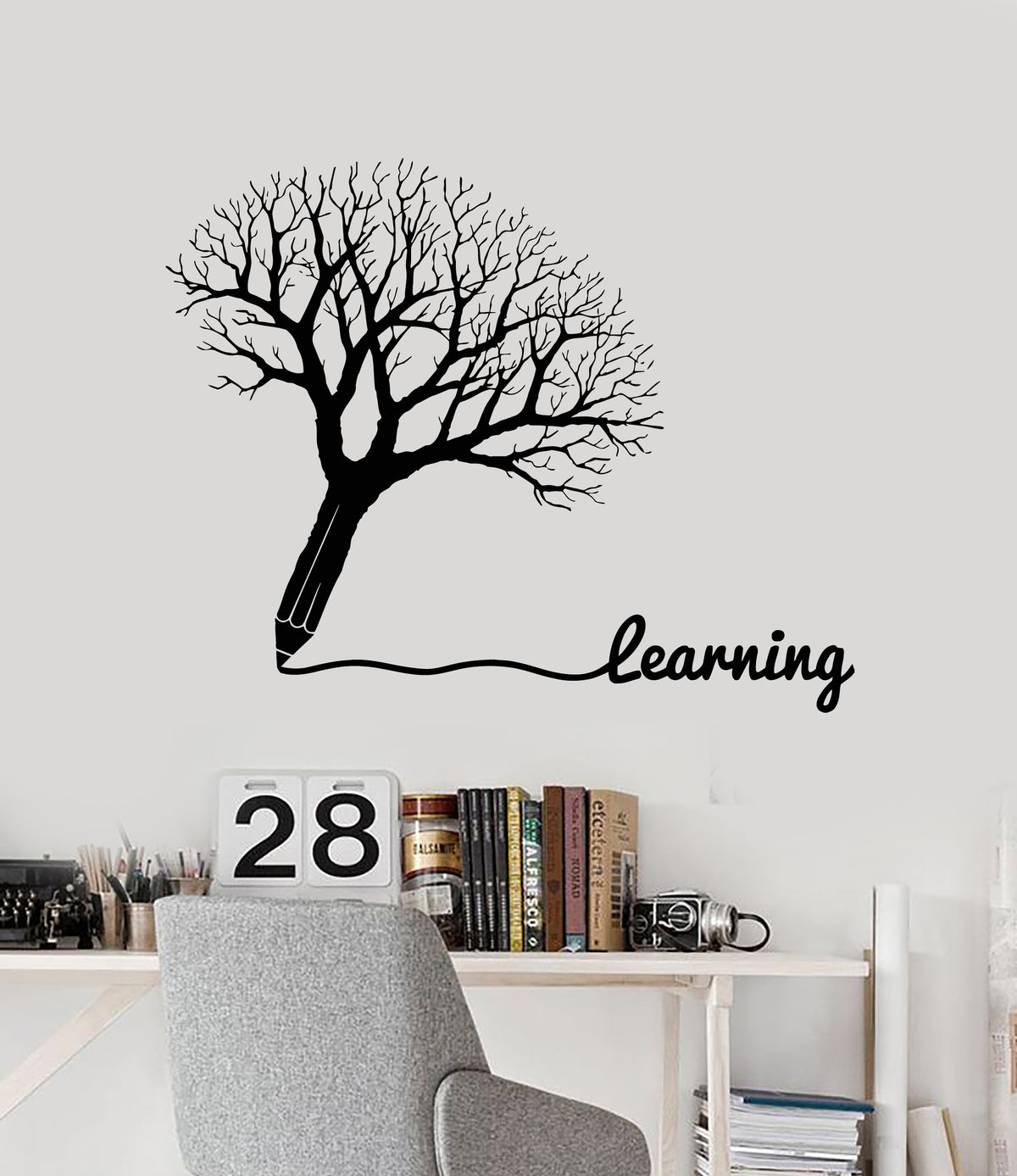 Vinyl Wall Decal Learning School Pencil Tree Study Teen Room Stickers ...