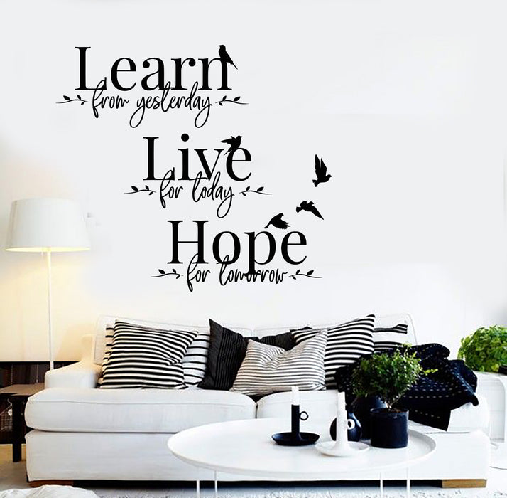 Vinyl Wall Decal Learn Live Hope Inspirational Words Birds Stickers Mural (g3140)
