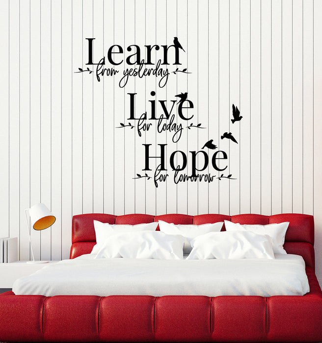 Vinyl Wall Decal Learn Live Hope Inspirational Words Birds Stickers Mural (g3140)