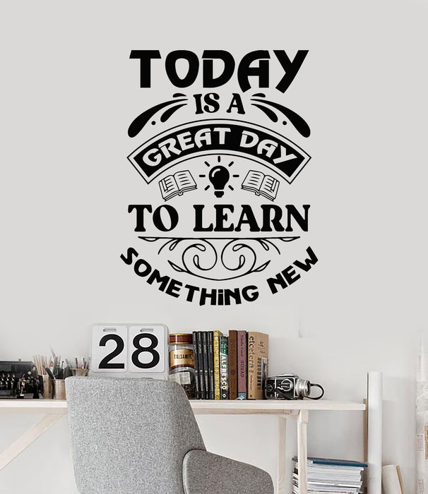 Vinyl Wall Decal Learn Something New School Decor Motivational Quote Stickers Mural (g6570)