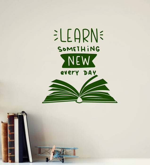 Vinyl Wall Decal Learning School Classroom Quote Book Motivational Phrase Stickers Mural (ig6430)