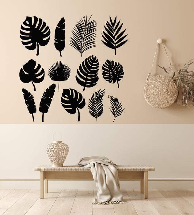 Vinyl Wall Decal Tropical Leaves Palms Beach Style Vacation Stickers Mural (g7983)