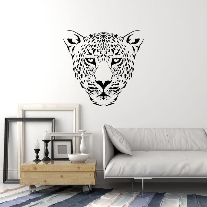 Vinyl Wall Decal Leopard Head Animal Predator Tribal Style Interior St ...