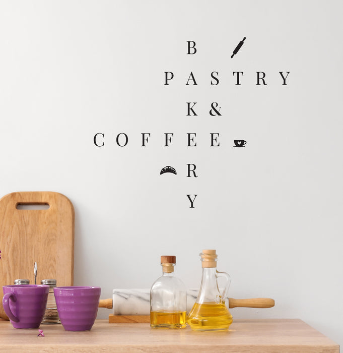 Lettering Kitchen Vinyl Wall Decal Bakery Pastry Coffee Cafe Decor Rolling Pin Stickers Mural (k240)