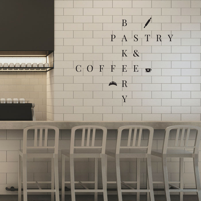 Lettering Kitchen Vinyl Wall Decal Bakery Pastry Coffee Cafe Decor Rolling Pin Stickers Mural (k240)