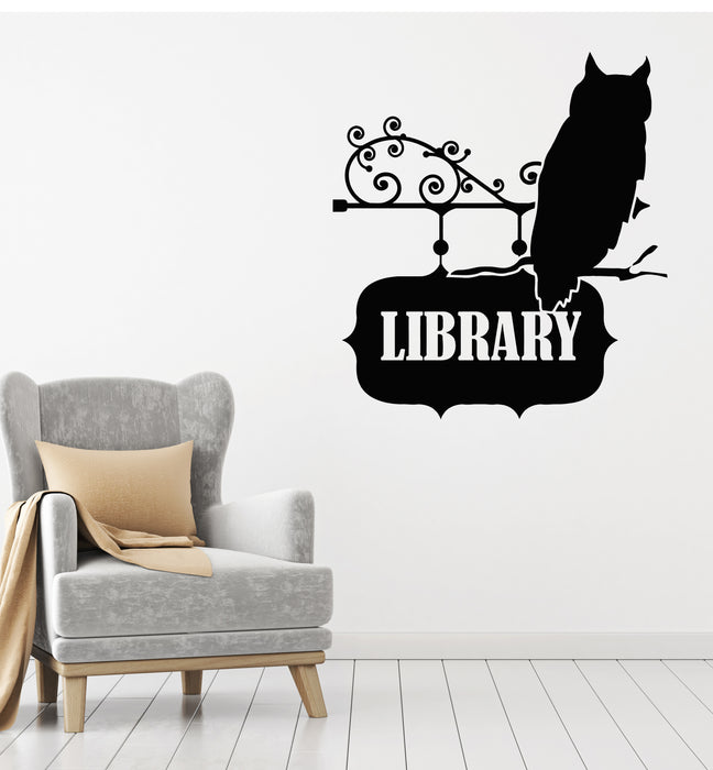 Vinyl Wall Decal Library Pointer Owl Silhouette Bookworm  Stickers Mural (g1759)