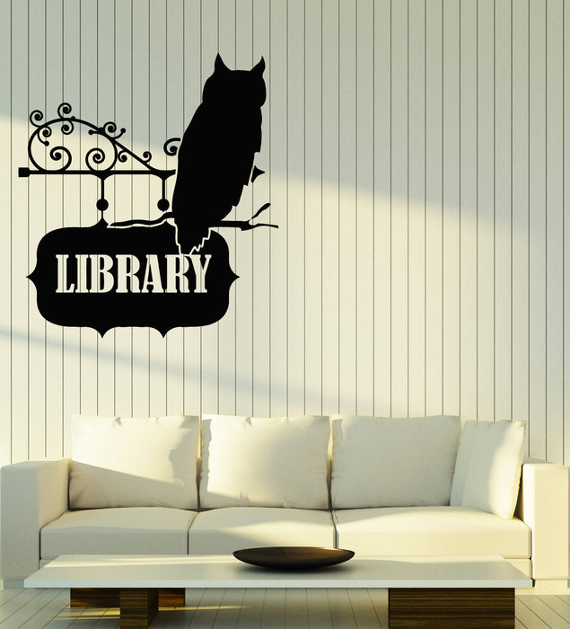 Vinyl Wall Decal Library Pointer Owl Silhouette Bookworm  Stickers Mural (g1759)