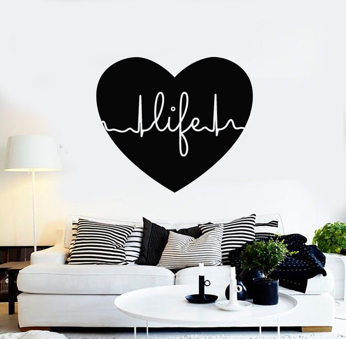 Vinyl Wall Decal Life Heart Cardiogram Healthy Heartbeat Stickers Mural (g3341)