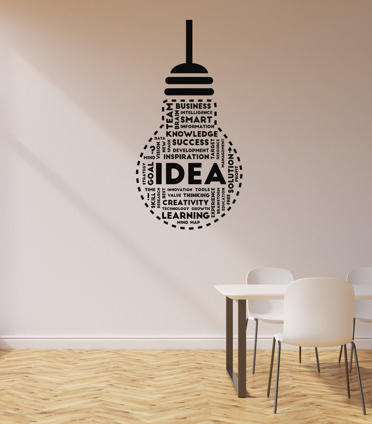 Vinyl Wall Decal Idea Lightbulb Success Words Office Quote Space Decor ...