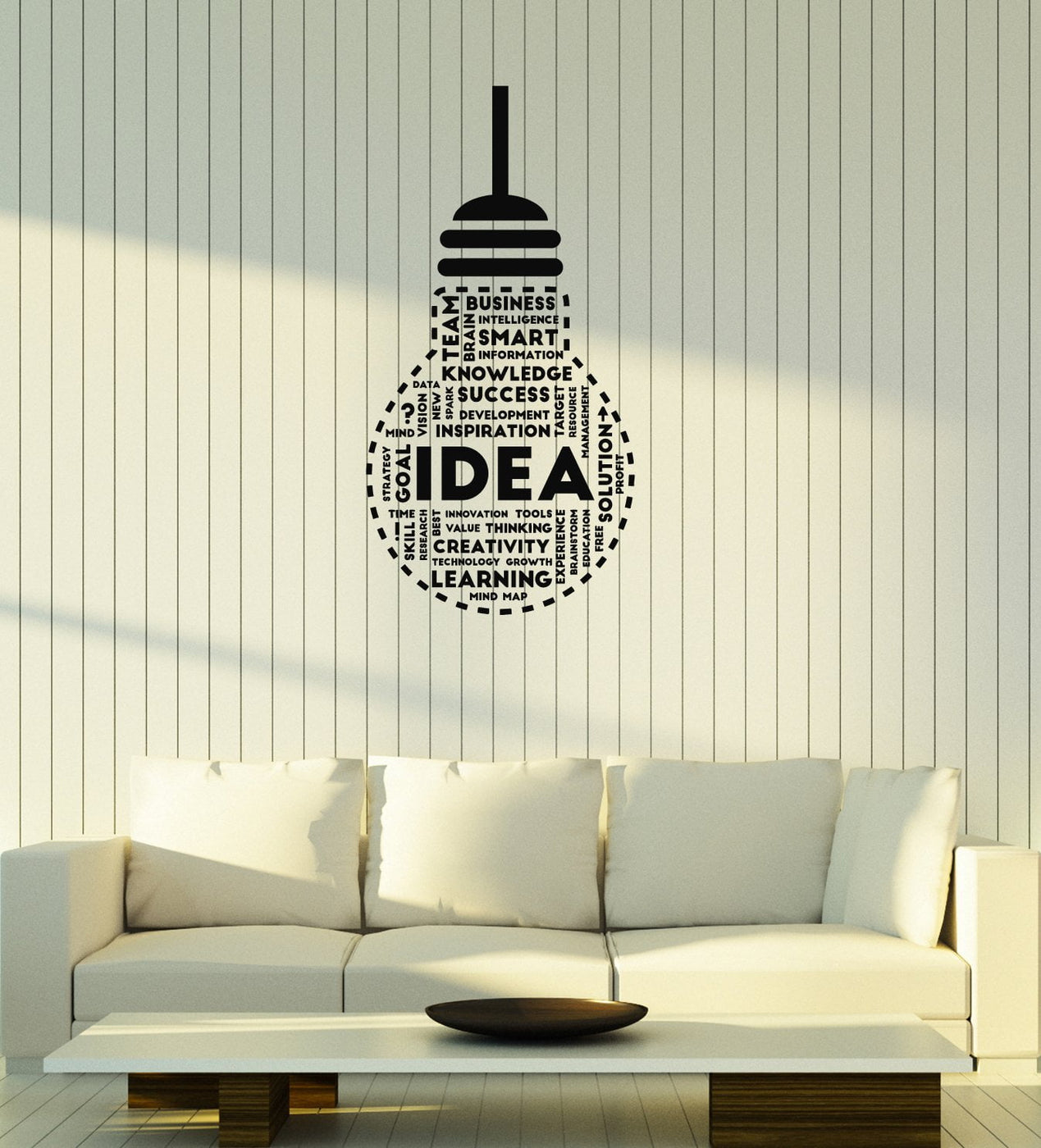 Vinyl Wall Decal Idea Lightbulb Success Words Office Decor ...