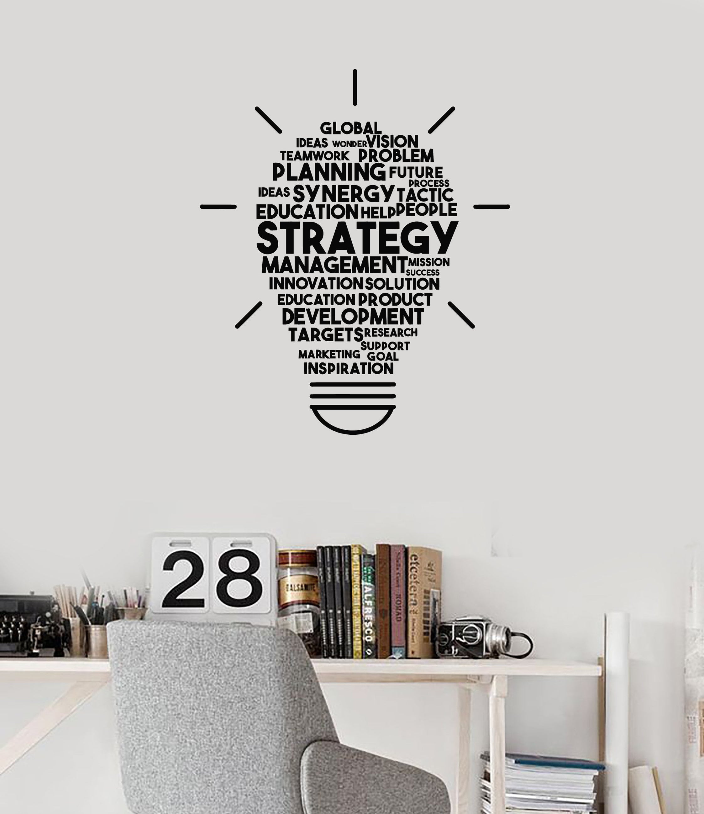 Vinyl Wall Decal Strategy Words Cloud Lightbulb Office Decor Idea Art ...
