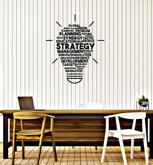 Vinyl Wall Decal Strategy Words Cloud Lightbulb Office Decor Idea Art Stickers Mural (ig5701)