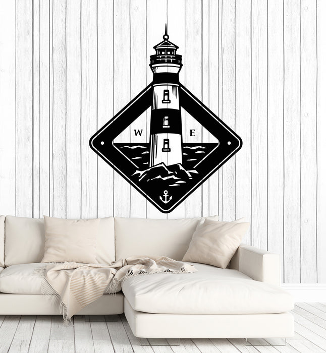 Vinyl Wall Decal Castle Lighthouse Ocean Nautical Beach House Stickers Mural (g4770)