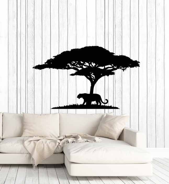 Vinyl Wall Decal Lioness African Landscape Animal Big Cat Tree Stickers Mural (g4708)
