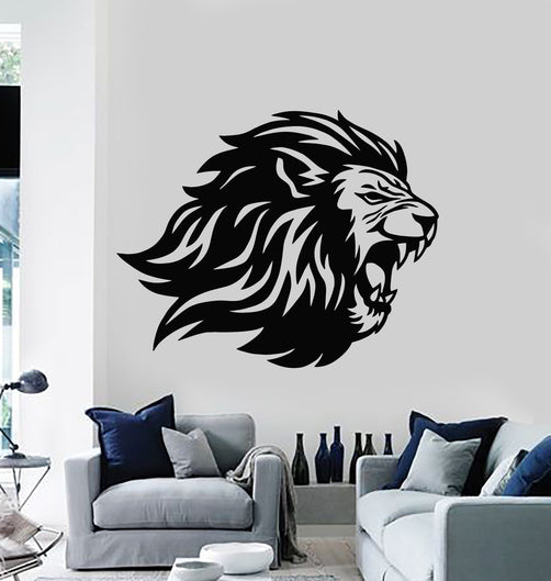 Vinyl Wall Decal Angry Lion Head Predator King Tribal Animal Stickers ...