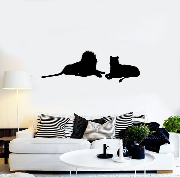 Виниловые наклейки на стену Лев и львица Африканские животные Хищники Наклейки Фреска (ig6069)