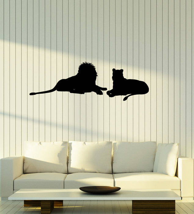 Виниловые наклейки на стену Лев и львица Африканские животные Хищники Наклейки Фреска (ig6069)