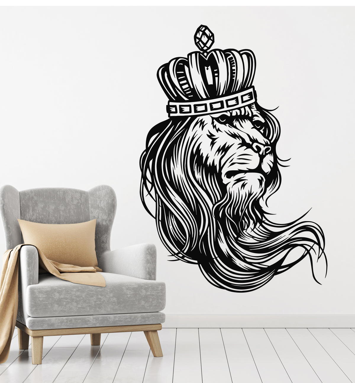 Vinyl Wall Decal Crown Animal Cat Lion Mane Predator King Stickers Mur ...