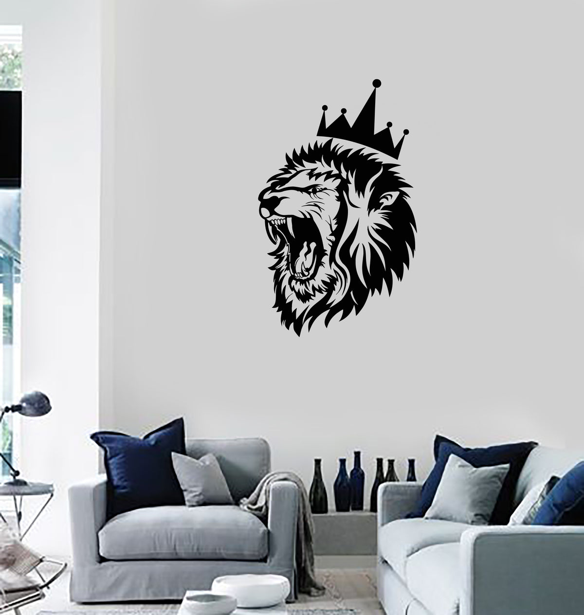 Vinyl Wall Decal Lion King Tribal Art Animal Predator Man Cave Interio ...