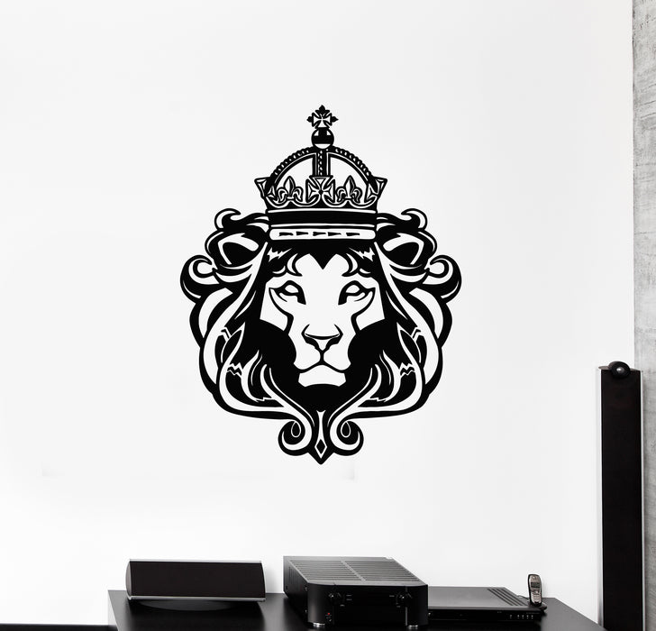 Vinyl Wall Decal Lion King Crown Wild Animal Cat Head Predator Stickers Mural (g2160)