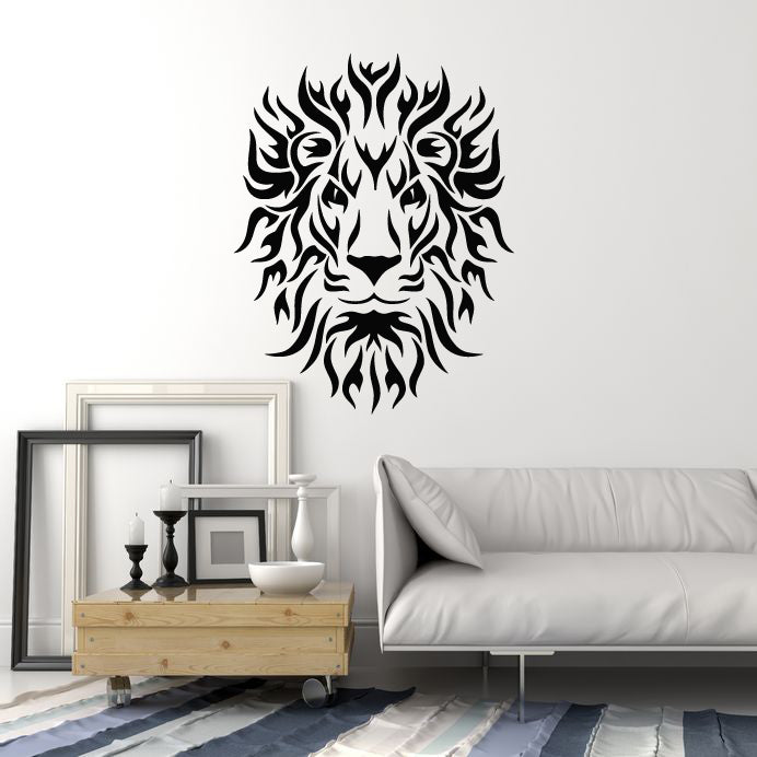 Vinyl Wall Decal Lion Head Predator King Tribal Zoo Animal Stickers Mural (g451)