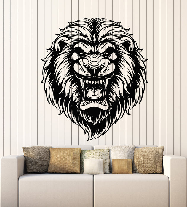 Vinyl Wall Decal Aggressive Lion Head African King Predator Stickers Mural (g2417)