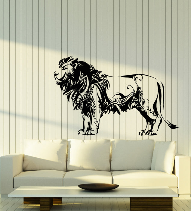 Vinyl Wall Decal Floral Lion Wild Animal Tribal Predator Zoo Stickers Mural (g2713)
