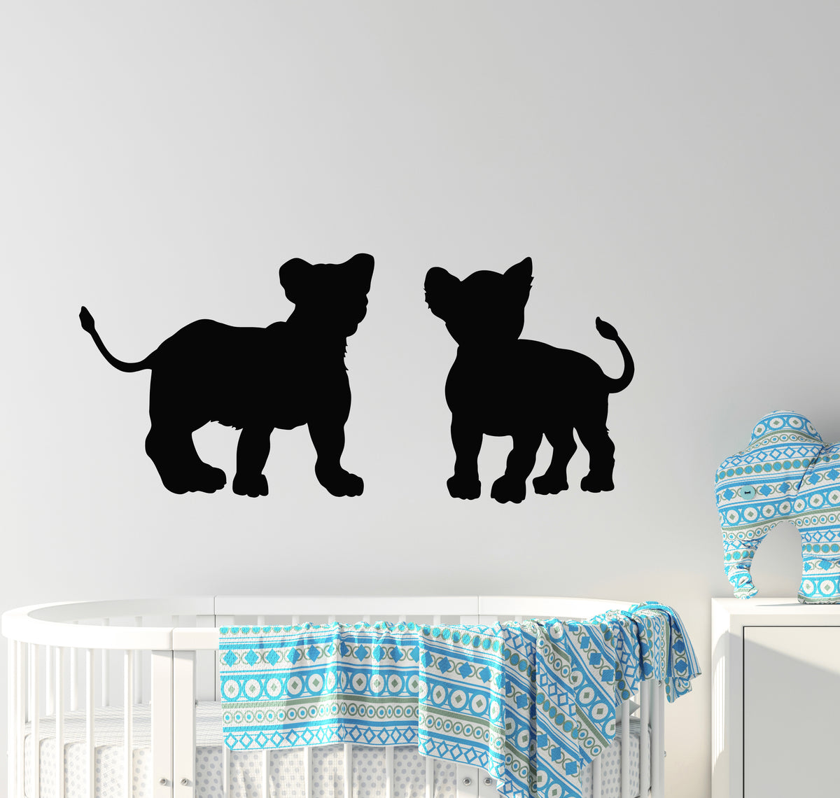 Vinyl Wall Decal Silhouette Lion Cub African Animals Zoo Stickers Mura ...