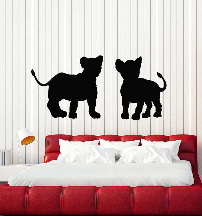 Vinyl Wall Decal Silhouette Lion Cub African Animals Zoo Stickers Mural (g5284)