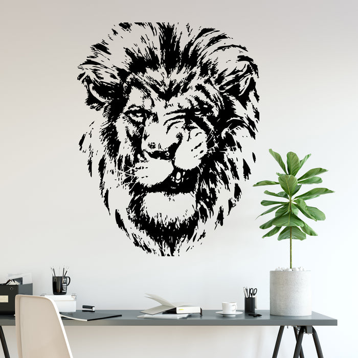 Vinyl Wall Decal Lion Grin African Animal Man Cave Home Room Decor Idea Stickers Mural (ig6491)