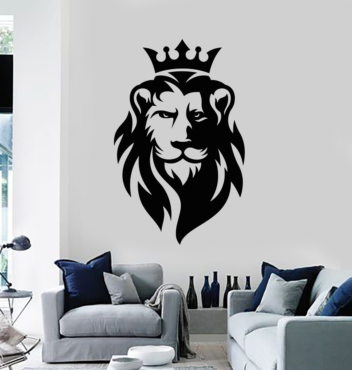 Vinyl Wall Decal Lion King Man Cave African Predator Crown Stickers Mu ...