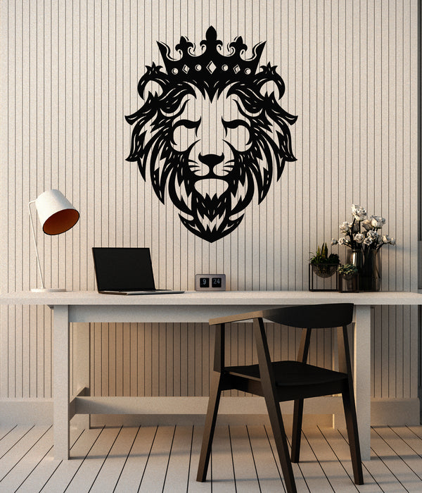 Vinyl Wall Decal Lion King Crown Predator Wild Animal Head Stickers Mural (g7228)